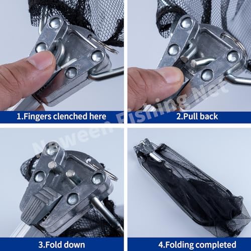 Neween Fishing Net, Foldable Collapsible Telescopic Fish Landing Net, Durable Nylon Material Mesh Landing Net for Easy Catching or Releasing for Trout - Image 7